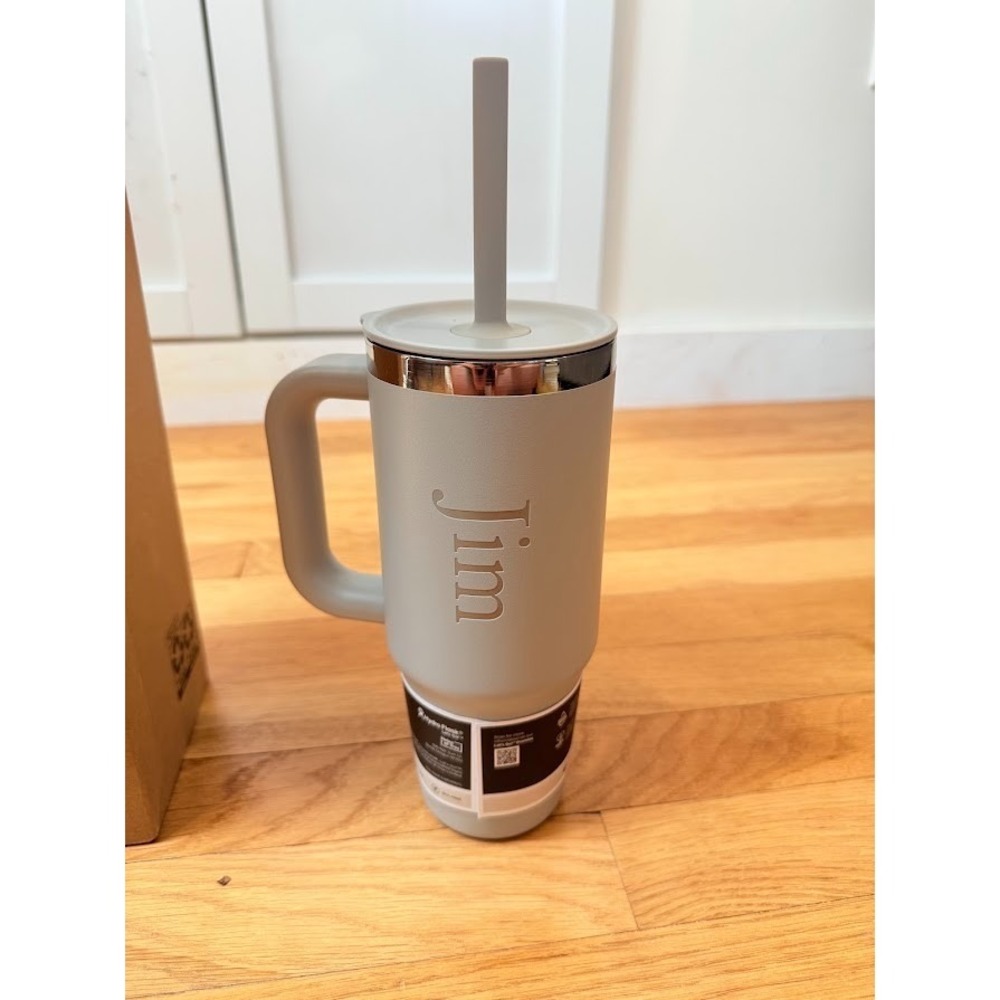 NEW Hydro Flask 24oz Gray Travel Tumbler Engraved "Jim" Leak Resistant